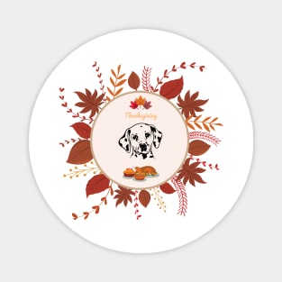 Cute Dalmatian Dog with Thanksgiving Theme Magnet